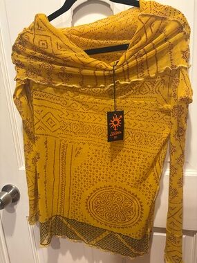 Jean Paul Gaultier Yellow and Burgundy Printed Top